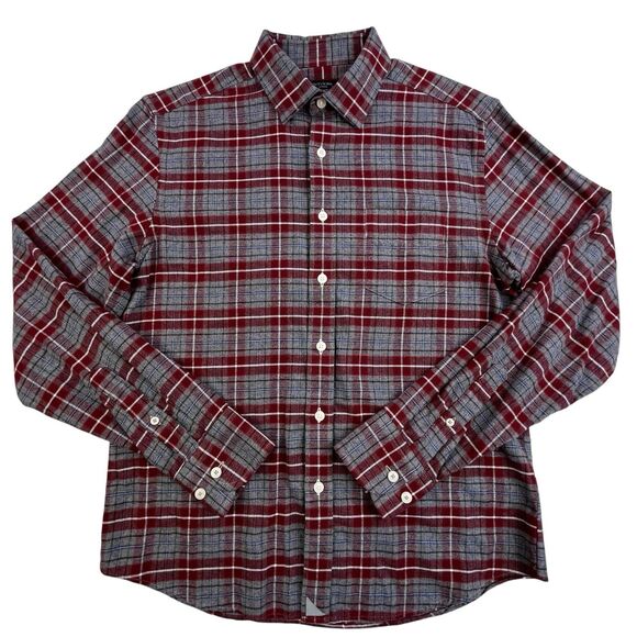 UNTUCKit Plaid Flannel Shirt Mens Size Small Gray Maroon Button Up Long Sleeve - Picture 2 of 11